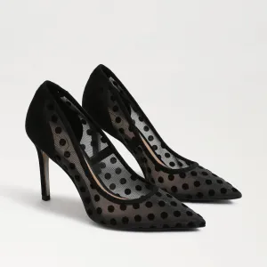 sam edelman hazel polka dot mesh pointed toe pump black polka dot mesh 105