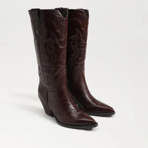 sam edelman james wide calf western boot spiced pecan brown leather 120