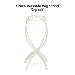 unice versatile white wig stand  black foldable wig stand for multiple wigs3pack