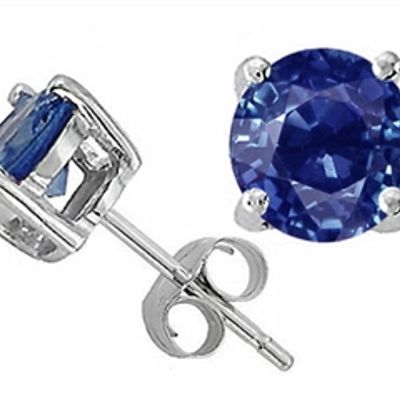 tommaso design round 5mm genuine sapphire earrings studs