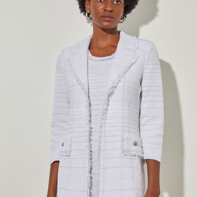 notch collar jacket  stripe shimmer knit