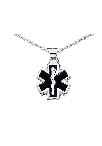 enameled medical charm pendant necklace in sterling silver with chain