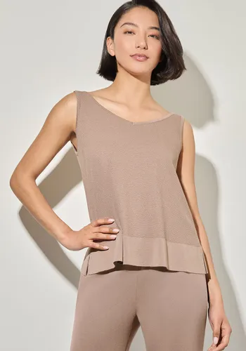 vneck tank  sideslit soft knit java