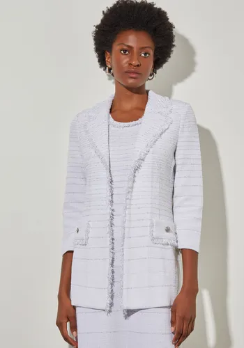 notch collar jacket  stripe shimmer knit