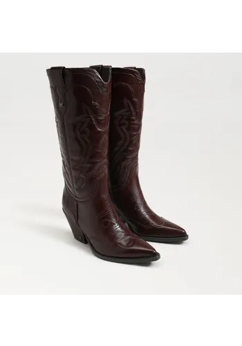 sam edelman james wide calf western boot spiced pecan brown leather 120